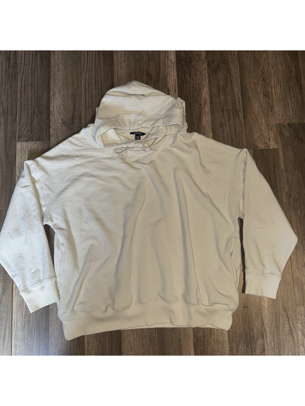 Buffalo Women's Super Soft Pullover Hoodie David Bitton Ivory Size XL